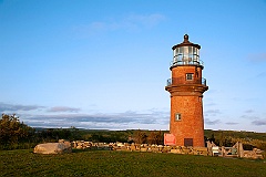 Brick Lighthouse Surrounded by Stone Wall on Martha's Vineyard I